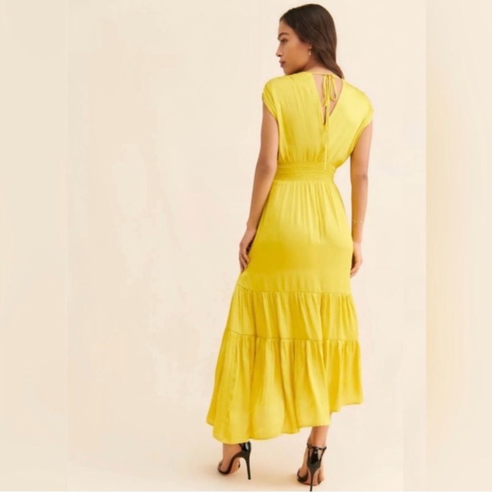 Yellow Tiered Maxi Dress with Back Tie